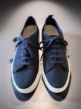 👟 Lafayette 148 NY Canvas Sneakers in Navy, Sz 38 (US 7), Worn Once, MSRP $498!